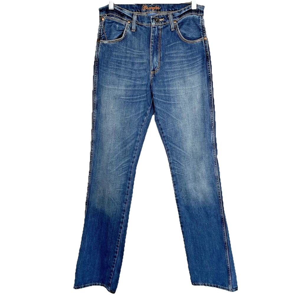 Wrangler Slim Boot Jeans Men's 30x38 Medium Wash Cowboy Western Ranchwear Work